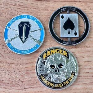 Home of the Infantry Airborne Rangers Spinning Sniper Challenge Coin Set